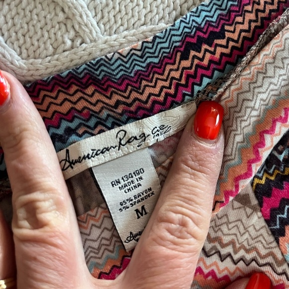 American Rag Rayon Multicolor Striped Women's Blouse Size Medium - Picture 12 of 15